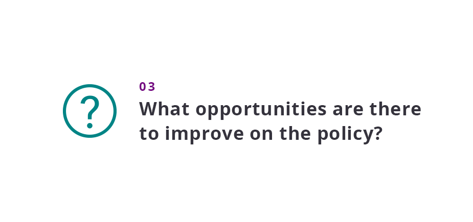 What opportunities are there to improve on the policy?