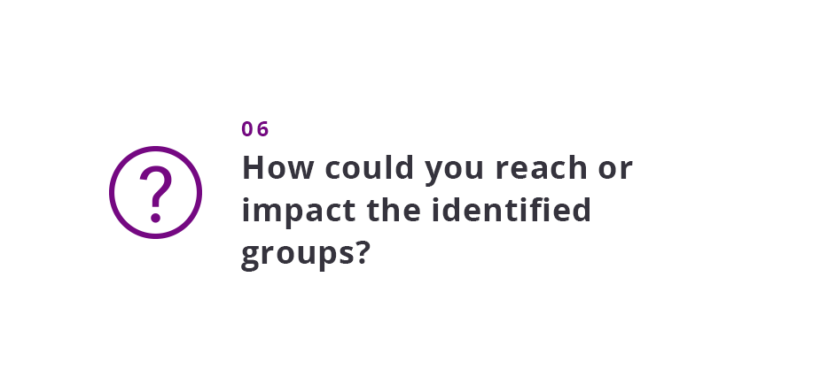 How could you reach or impact the identified groups?