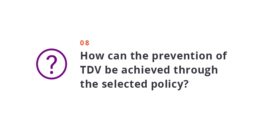 How can the prevention of TDV be achieved through the selected policy?